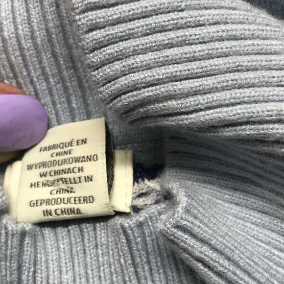 Aspen Fair Isle Funnel Neck Ribbed Blue Winter Holiday Sweater Women M - Picture 11 of 12